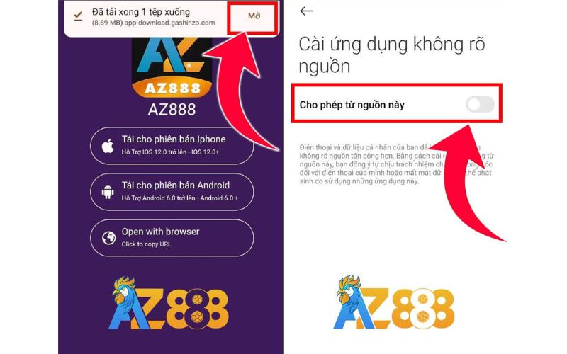 Chọn mở và cho phép từ nguồn này
