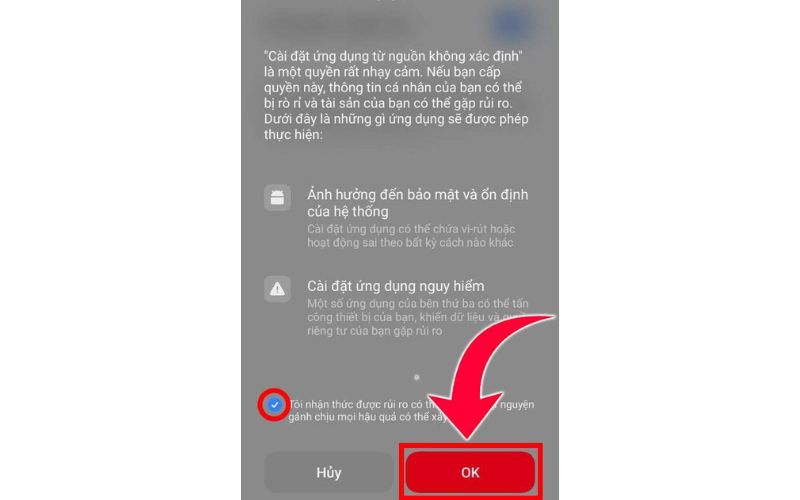 Tích chọn đồng ý và bấm OK